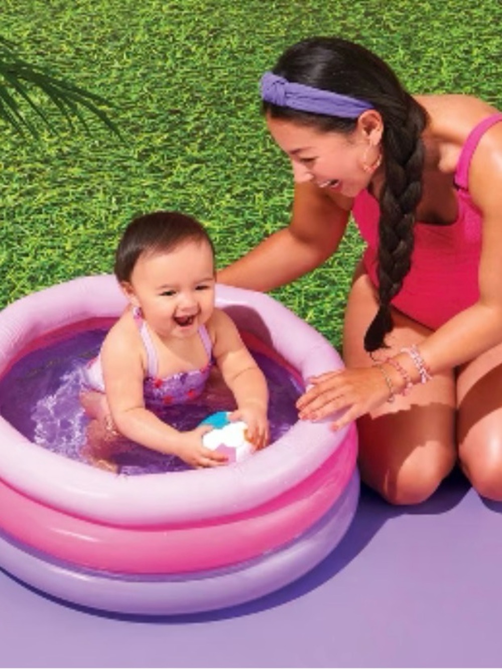 Sun Squad Pink & Lavender Inflatable Mini Baby Pool 27”